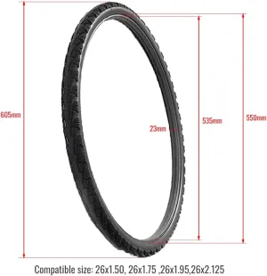 26x1.95/26x2.125/26x1.50 1 Pair Bcycle Tire Fixed Inflation Solid Tyre Bicycle Gear Solid for Mountain Bike(2 pcs)