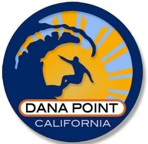 4x4 inch Round Surfer On Wave Dana Point California Sticker (Surfing surf Beach) Vinyl Decal Sticker Car Waterproof Car Decal Bumper Sticker