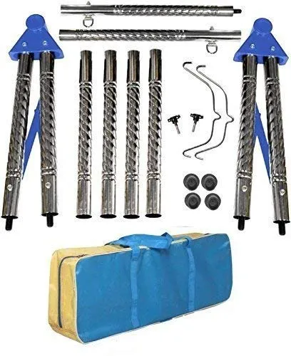 A TO Z HUB Baby Boy's and Girl's Portable Folding Swing Cradle/ghodiyu/parna/jhula, with Free Baby Cotton Hammock. (Super Folding Nri (Blue))