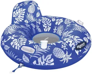 Aqua Leisure Supreme Lake Tube Hibiscus Pineapple Royal Blue w/Docking Attachment