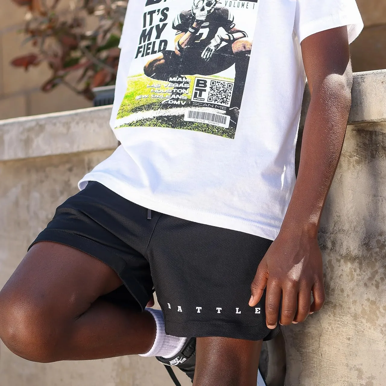 Battle Sports Fly 2.0 Kids Athletic Shorts - Lightweight 6?? Inseam Sweat Wicking Drawstring Shorts with Built-in Cell Pocket