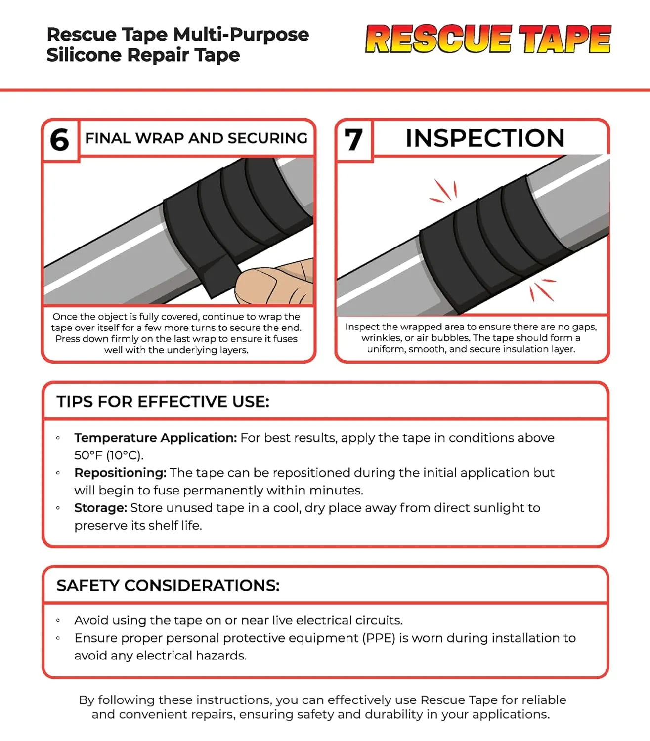 Bond It Rescue Tape, Self-Fusing Silicone for Emergency Plumbing, Pipe & Hose Repair, Electrical Insulation, Waterproof, 950PSI, Made in USA, 1" x 12', White