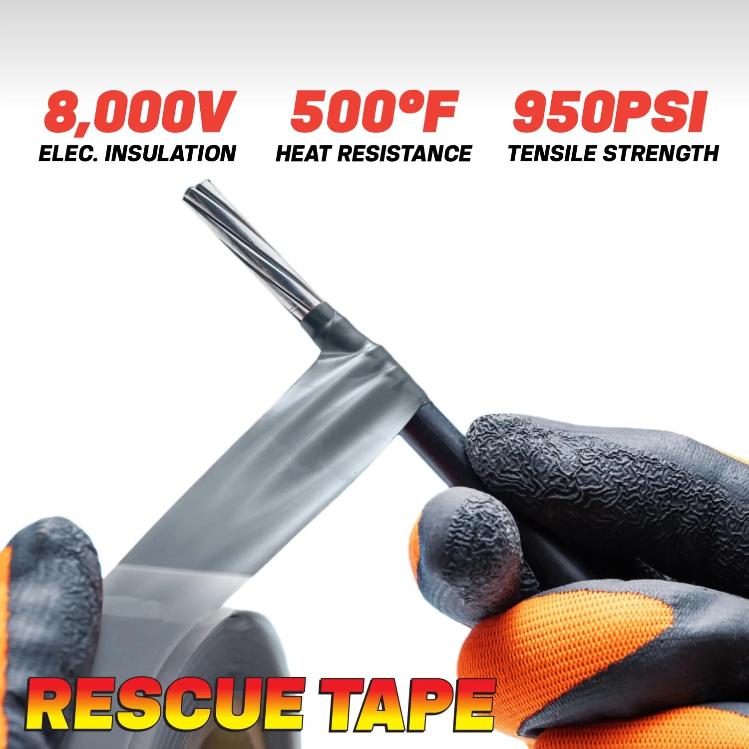 Bond It Rescue Tape, Self-Fusing Silicone for Emergency Plumbing, Pipe & Hose Repair, Electrical Insulation, Waterproof, 950PSI, Made in USA, 1" x 12', White