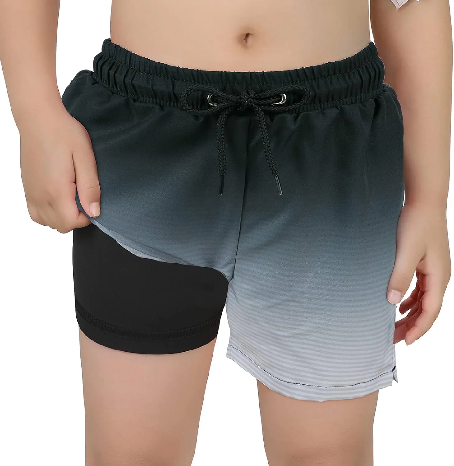 Boys Swim Trunks with Boxer Brief Liner Swim Shorts Compression Liner Youth Anti Trunks