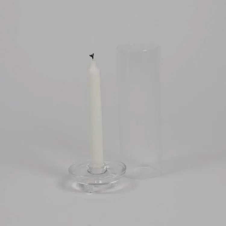 Clear Glass Cylinder Candle Holder Stand