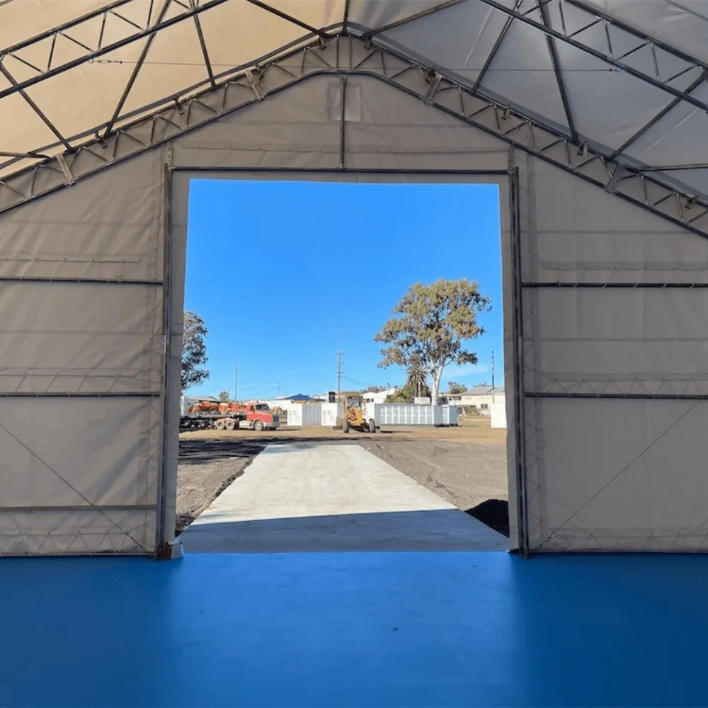 Double Truss Storage Shelter W70'xL120'xH28'