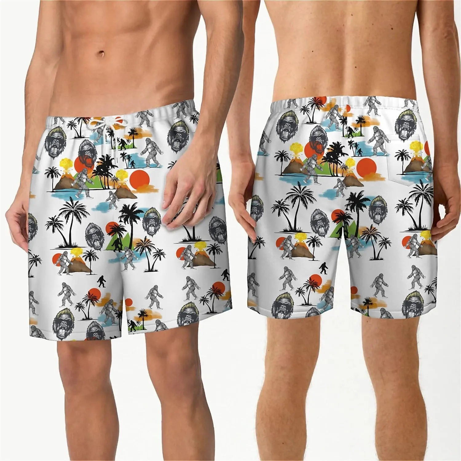 Galaxy Green Men's Swim Trunks Hawaiian Bathing Mesh Lining Suit Swimsuits Beach Shorts with Pockets