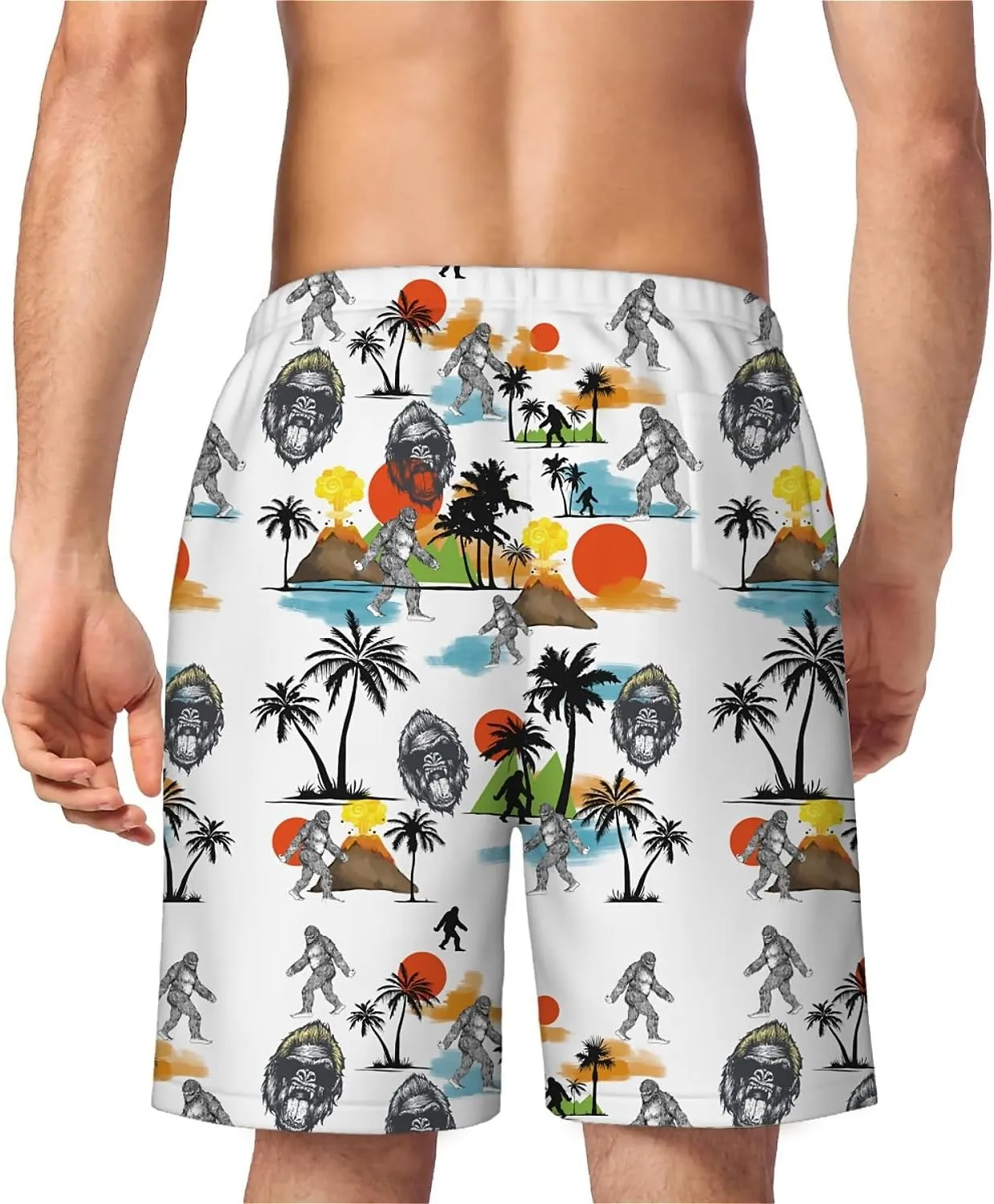 Galaxy Green Men's Swim Trunks Hawaiian Bathing Mesh Lining Suit Swimsuits Beach Shorts with Pockets