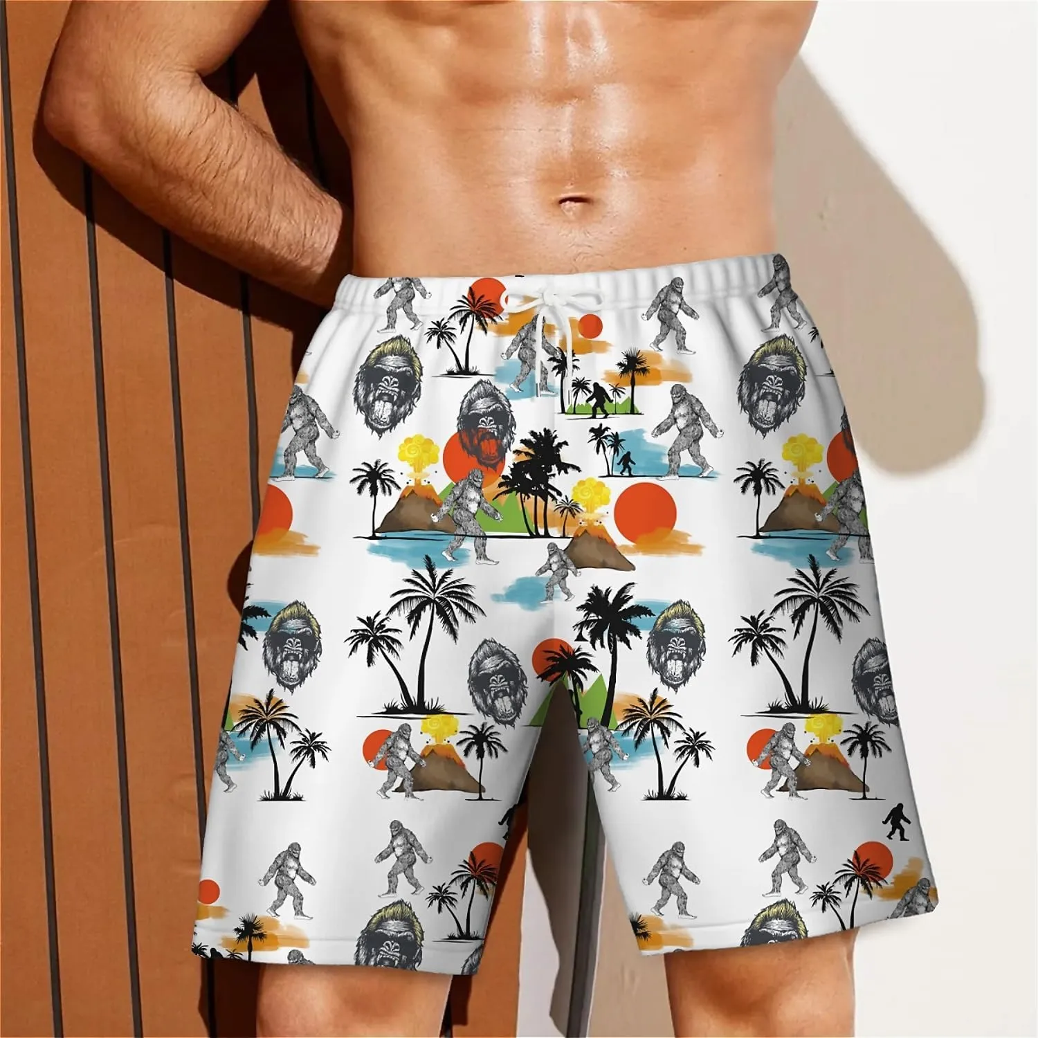 Galaxy Green Men's Swim Trunks Hawaiian Bathing Mesh Lining Suit Swimsuits Beach Shorts with Pockets