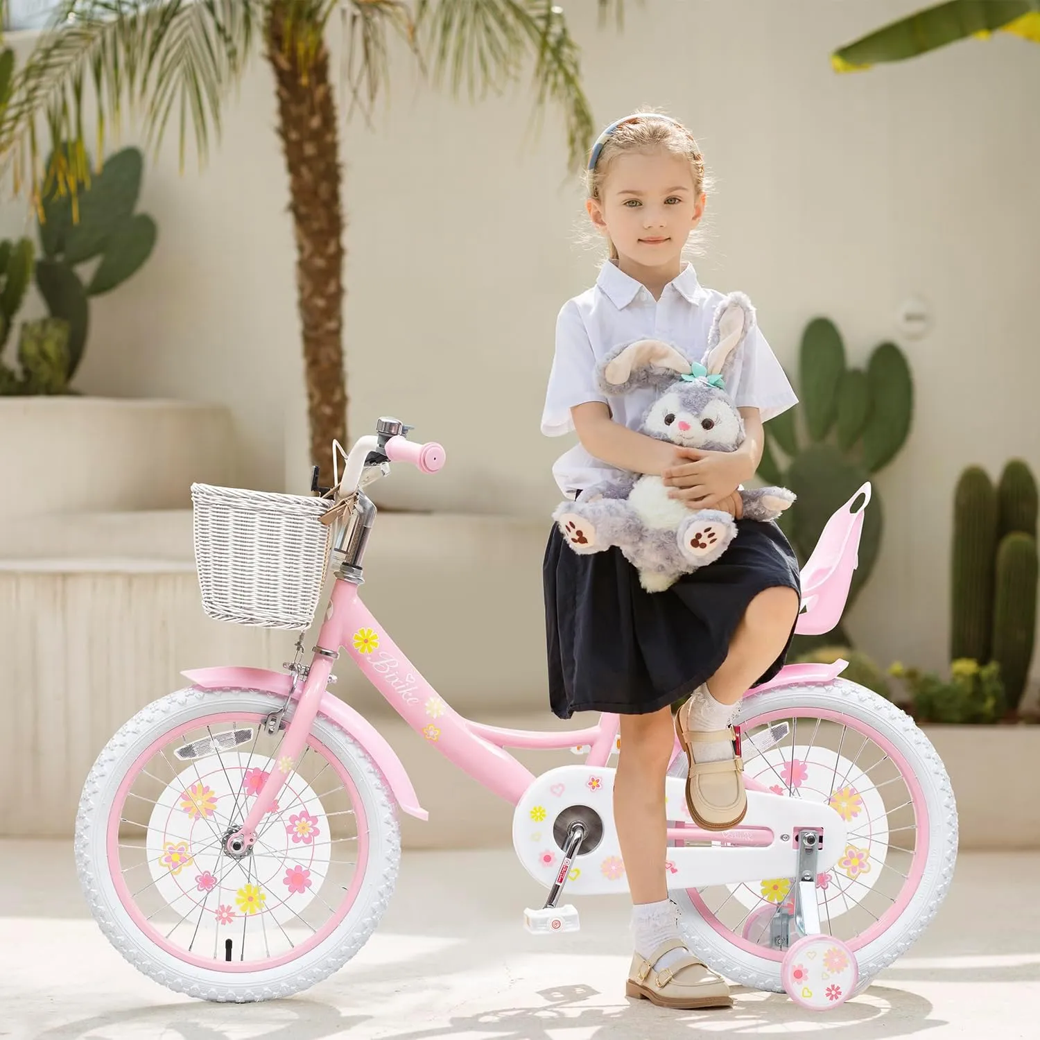 Girls Bike with Basket for Toddlers and Kids Aged 3-14 Years Old, 14 16 18 Inch with Training Wheels & Doll Seat, 20 Inch with Kickstand & Rear Rack, Princess Style Bicycle for Gift