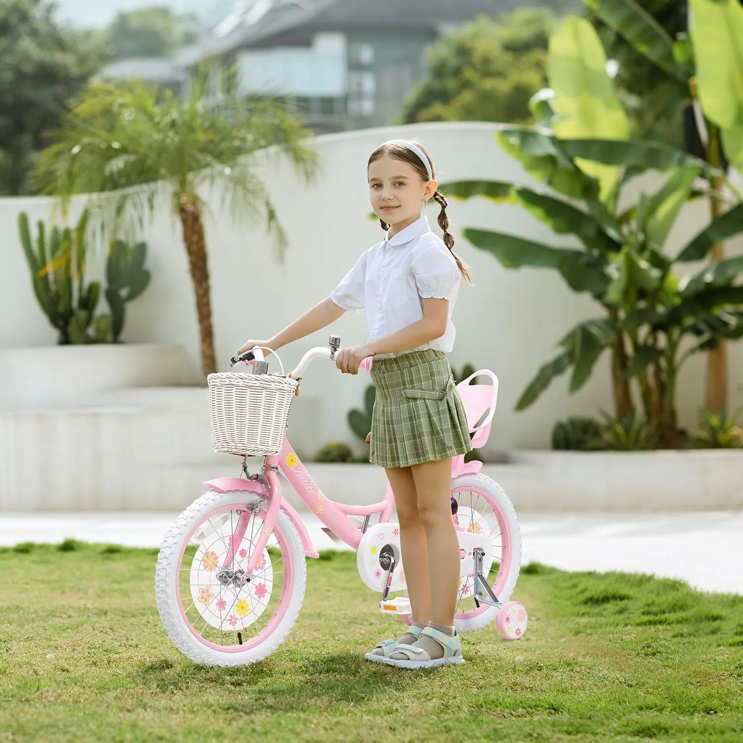 Girls Bike with Basket for Toddlers and Kids Aged 3-14 Years Old, 14 16 18 Inch with Training Wheels & Doll Seat, 20 Inch with Kickstand & Rear Rack, Princess Style Bicycle for Gift