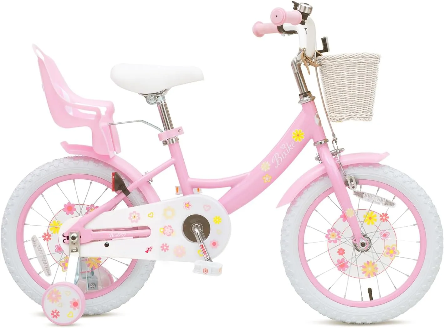 Girls Bike with Basket for Toddlers and Kids Aged 3-14 Years Old, 14 16 18 Inch with Training Wheels & Doll Seat, 20 Inch with Kickstand & Rear Rack, Princess Style Bicycle for Gift