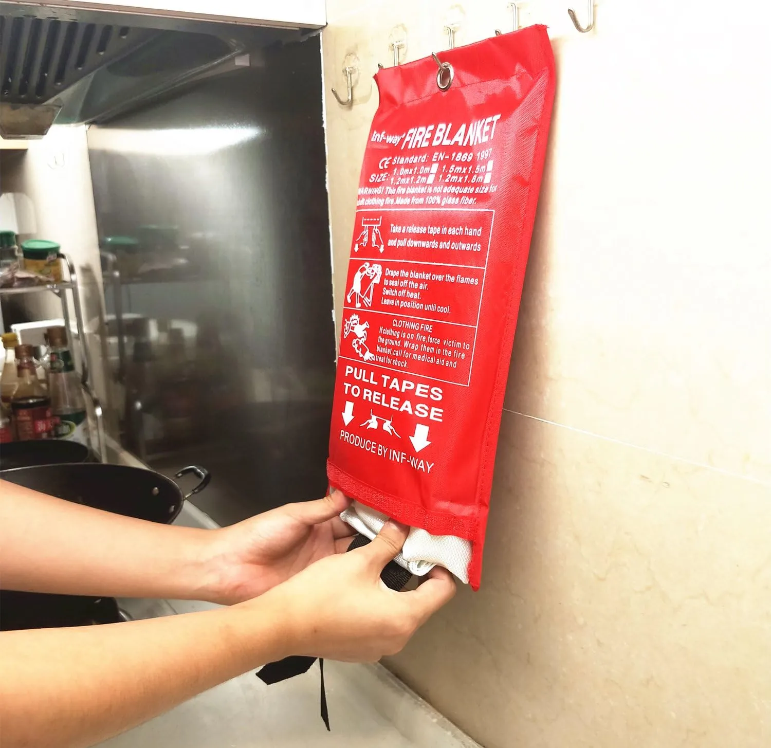 Inf-way Emergency Fire Blanket for Home and Kitchen, 5 Size for Choice, 1 Pack Extra Large Fire Blanket 5.9x5.9ft