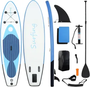 Inflatable Stand Up Paddle Boards, Camouflage Print Paddleboard with Safety Bandage Single Layer PVC Paddle Board with Carry Bag Retractable Propeller Removable Fin Non-Slip Comfort Deck for