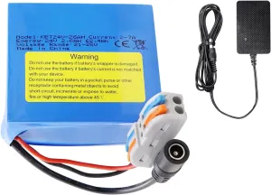 KBT 24V 2.6Ah Rechargeable Lithium Replacement Battery with Charger, Charging Cable, Cable Connector