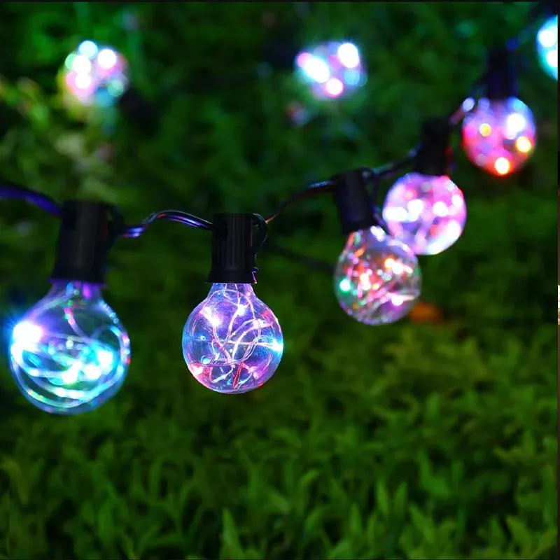 LED Outdoor String Lights 35 FT G40 Patio String Lights Linkable Dimmable Waterproof Decorative Lighting with Remote for Garden Wedding Party Decorations