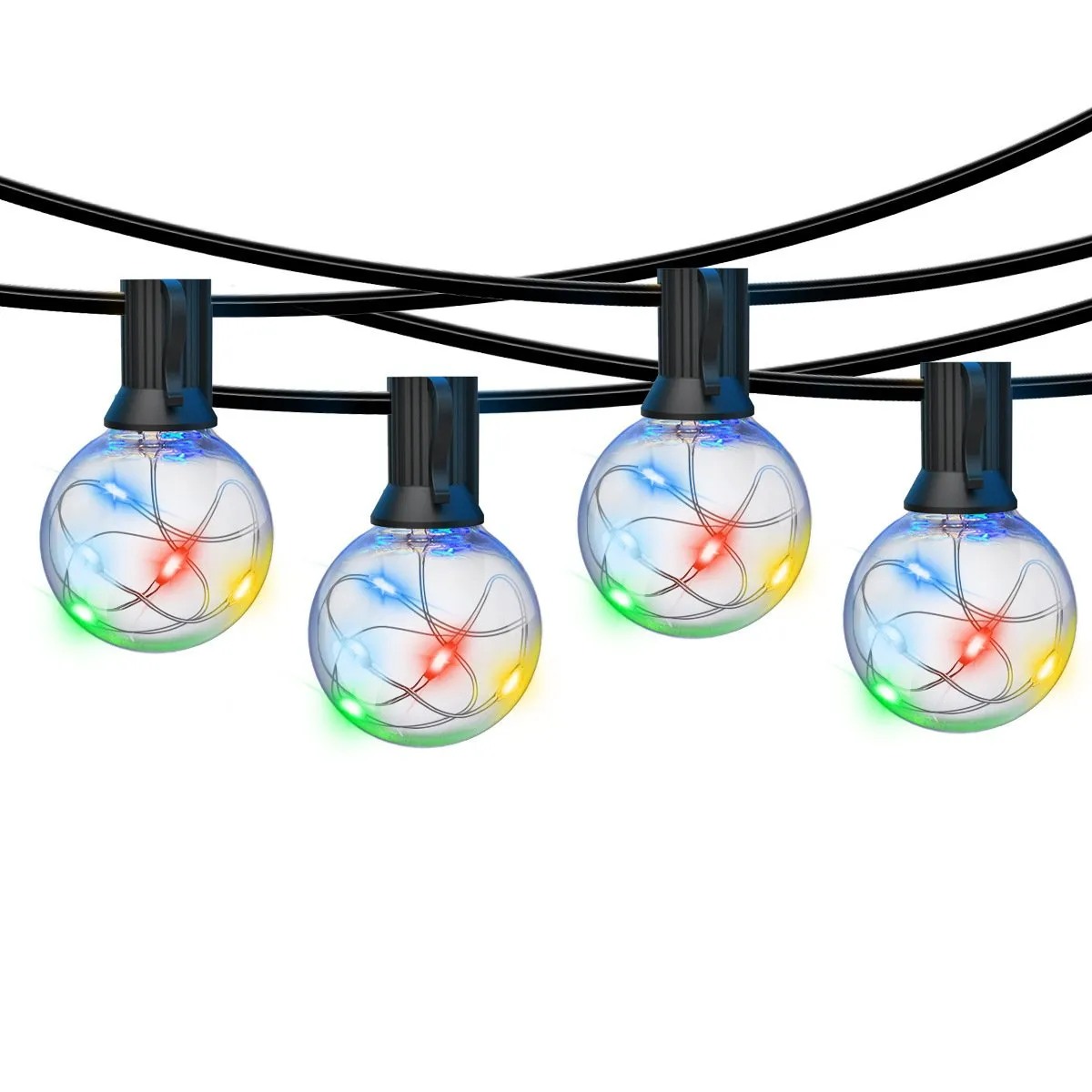 LED Outdoor String Lights 35 FT G40 Patio String Lights Linkable Dimmable Waterproof Decorative Lighting with Remote for Garden Wedding Party Decorations