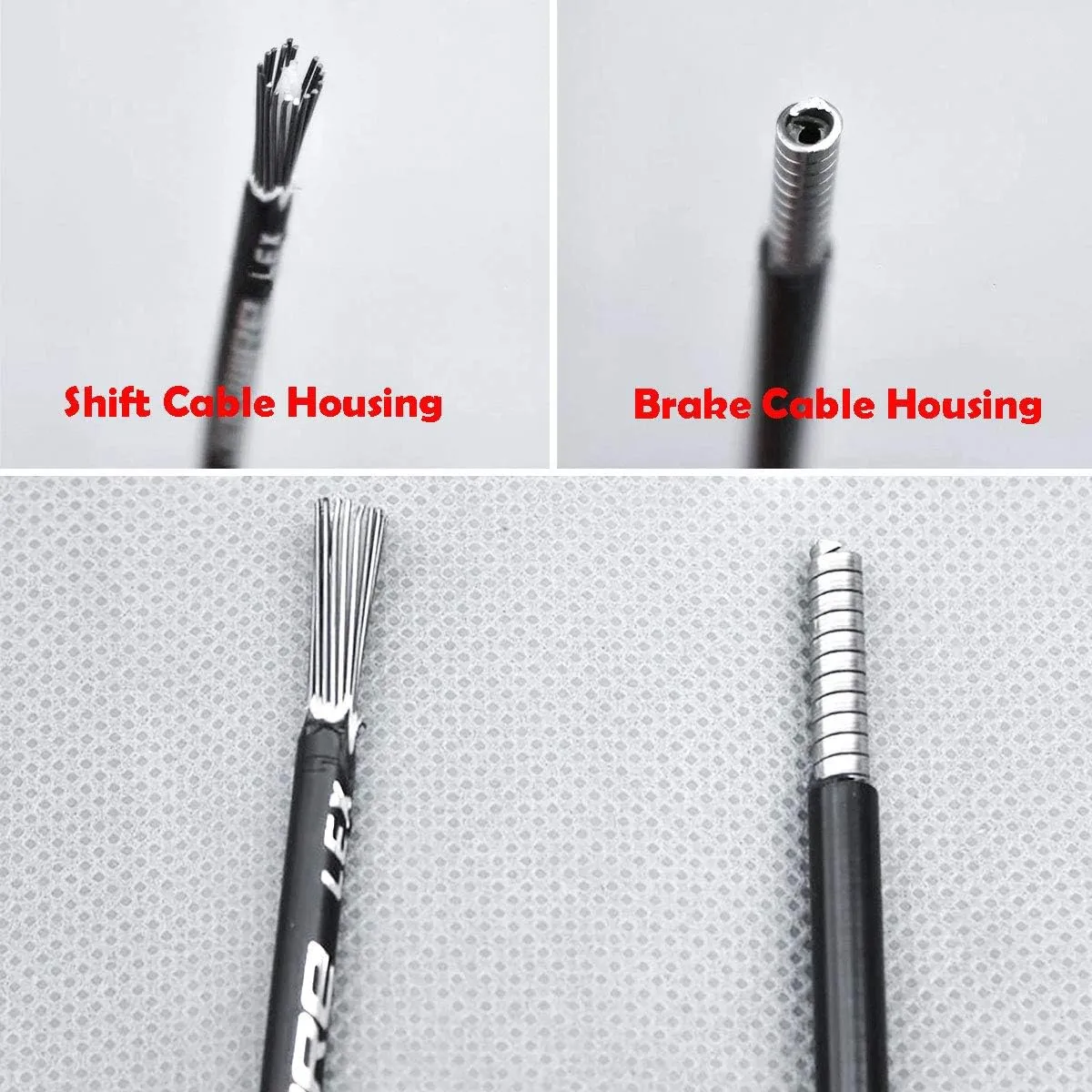Lined Bicycle Bike Derailleur/Shift Cable Housing, 4mm x 50ft, Including 50 PCS Cable End Caps Kit, The Most Trusted DIY Set for SRAM/Shimano Mountain Bike Road Bike (50ft 10 Inner Wires)