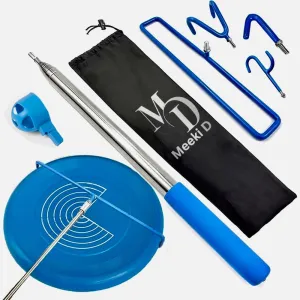 MD 5 in 1 Extendable Disc Golf Retriever. (16FT) Telescopic Disc Golf Retriever Durable Stainless Steel Frame,Multi-Hook Grabber with Carry Bag, Disc Golf Accessories for Tree Bushes & Water.