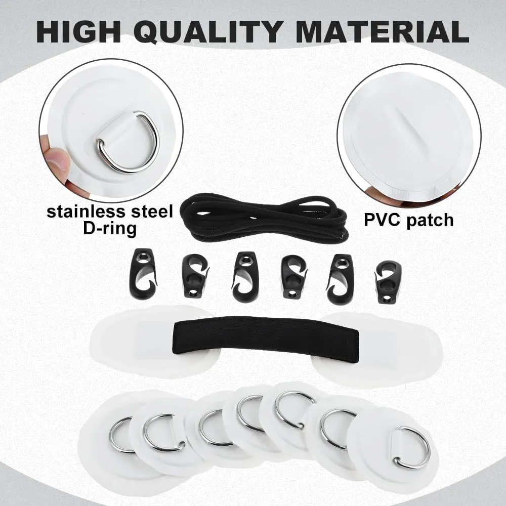 Mgoodoo 8 Pcs D-Ring PVC Patch, 20FT Elastic Bungee Shock Cord and 6 Hooks