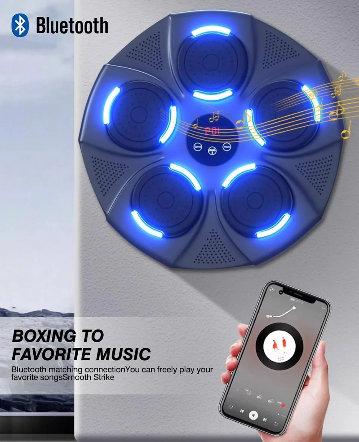 Music Boxing Machine for Adults, Boxing Machine Wall Mounted Music with Gloves, Boxing Music Workout Machine for Home, Indoor and Gym