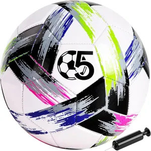 Soccer Ball Size 4 with Pump & Mesh Bag, Tri-Color Soccer Ball for Youth and Teenagers, Indoor Outdoor Sports Training Practice Matches Play Game, Ideal Sport Gifts