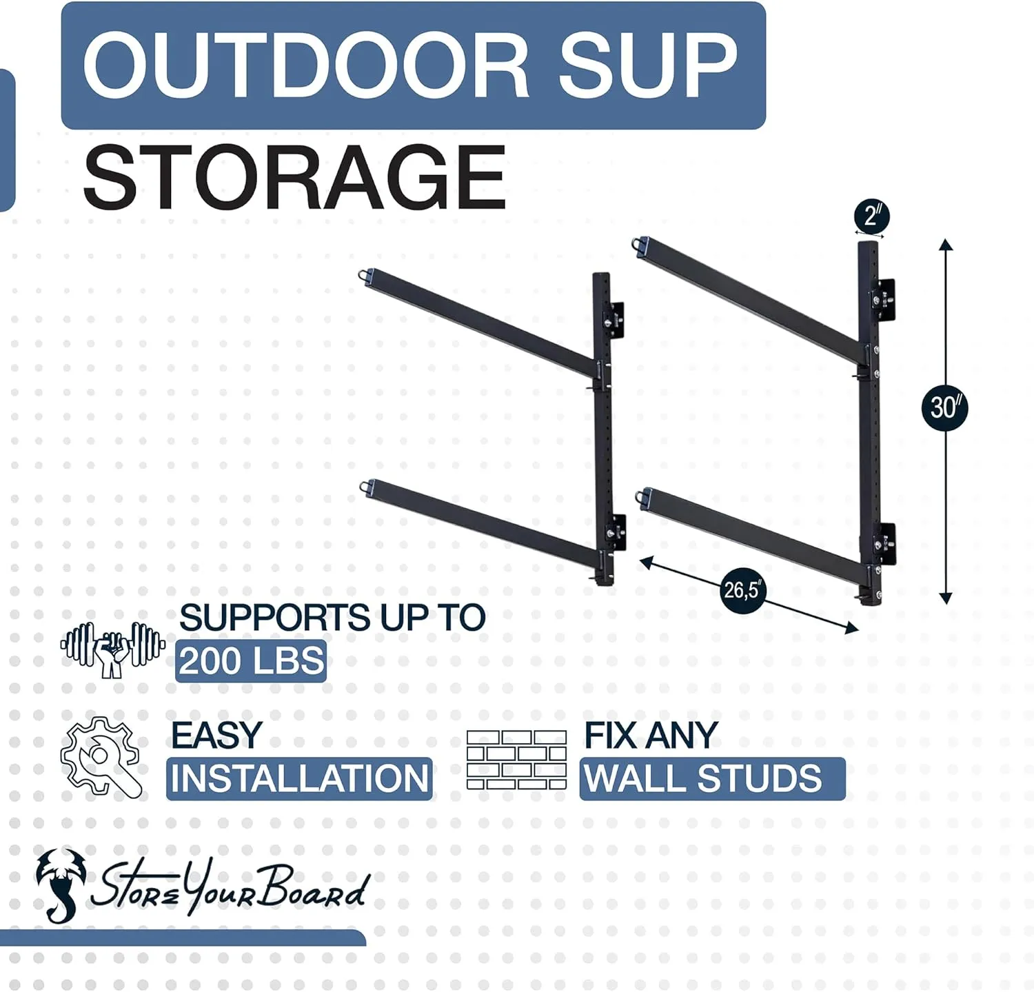StoreYourBoard G-SUP Wall Mounted Standup Paddleboard Storage Rack, Adjustable Levels, Stand-up Paddle Board Holder