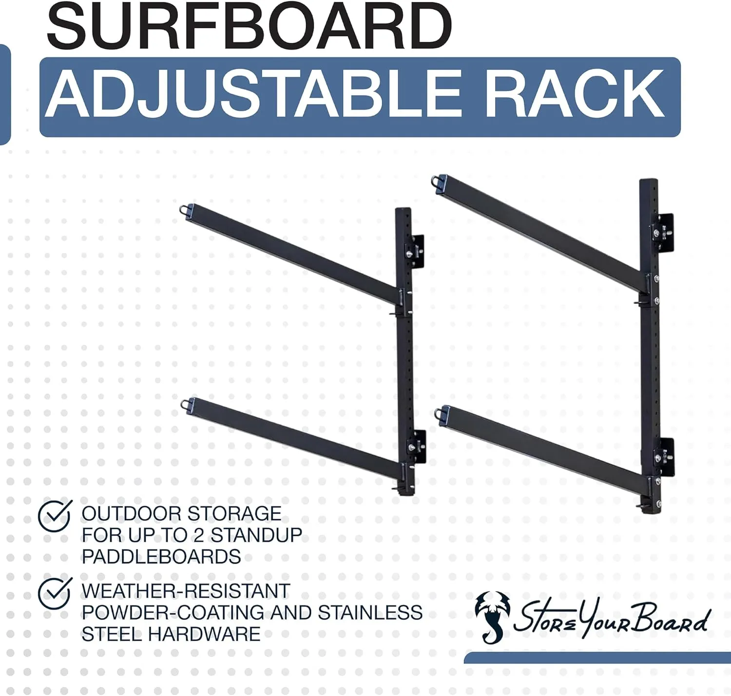 StoreYourBoard G-SUP Wall Mounted Standup Paddleboard Storage Rack, Adjustable Levels, Stand-up Paddle Board Holder