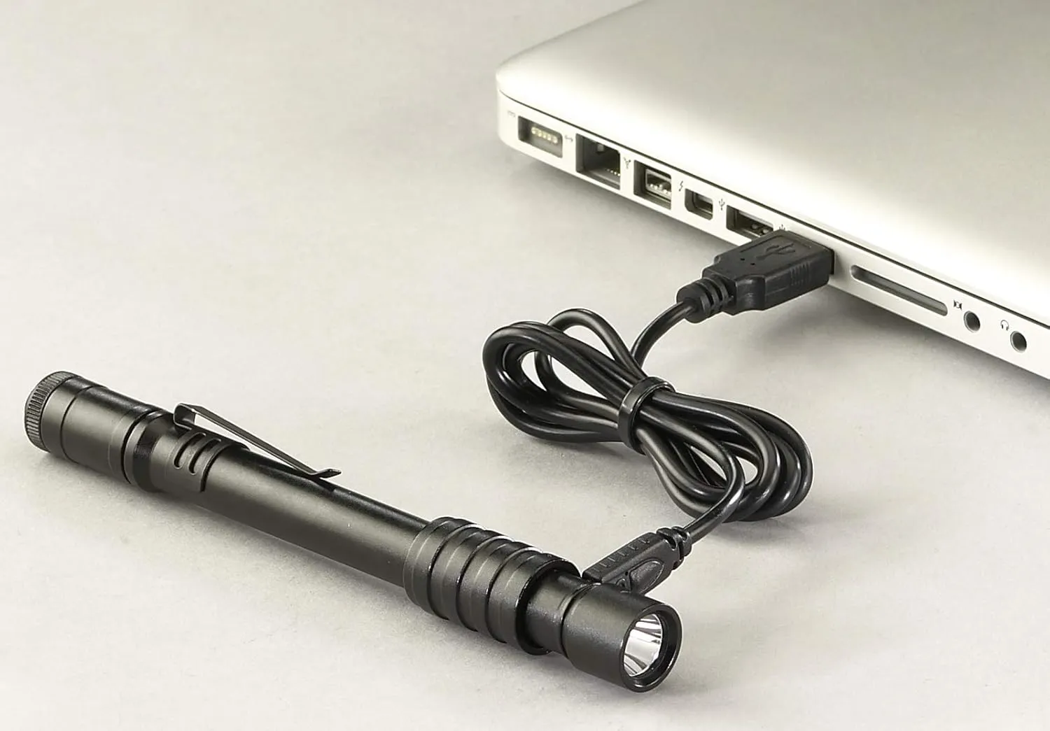 Streamlight 66133 Stylus Pro USB 350-Lumen Rechargeable Penlight with 120V AC Cord, Nylon Holster, Black