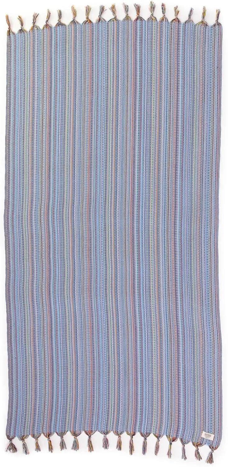 Teema Large Turkish Beach Towel - 100% Turkish Cotton - Sand Free - Fast Drying - Versatile and Multi-Use - The Labyrinth (Sky)