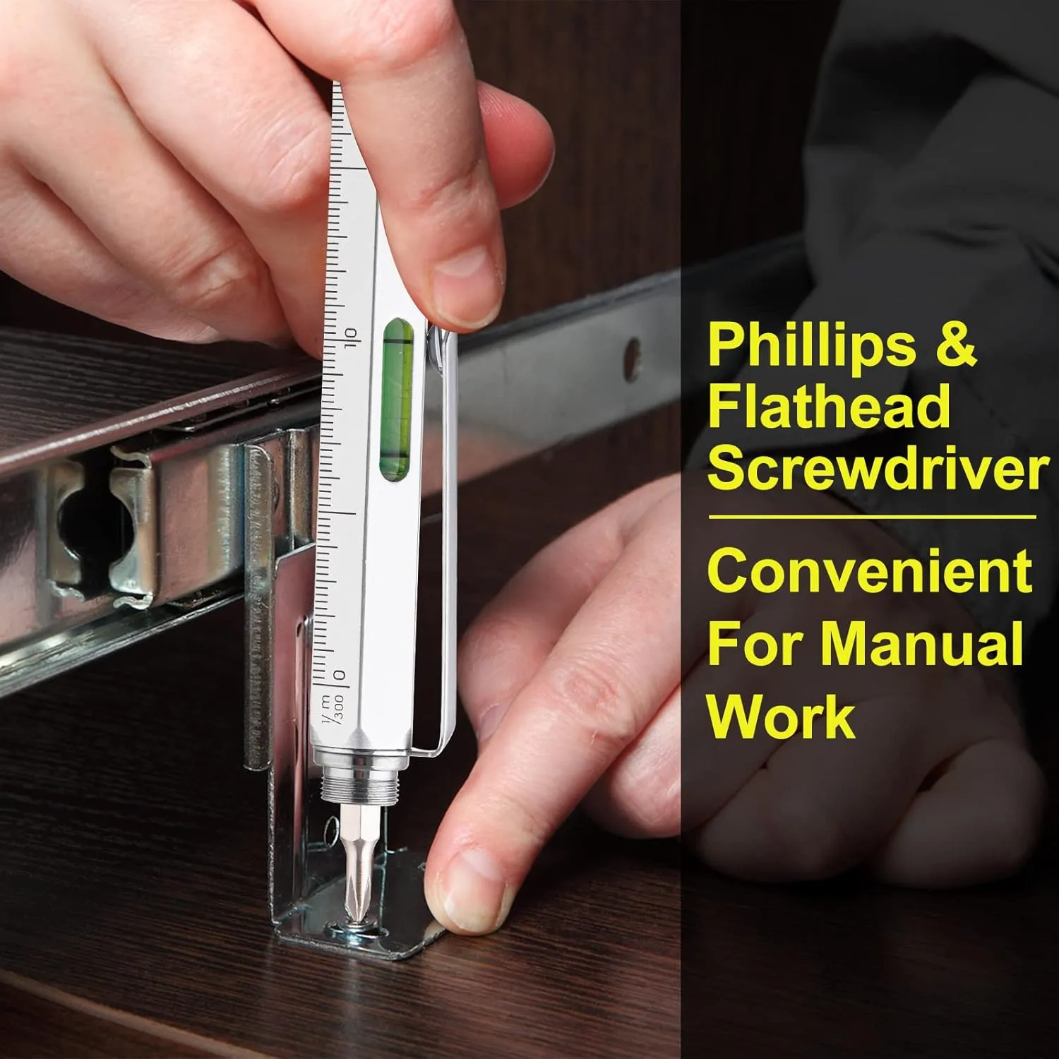 VIBELITE Fathers Day Dad Gifts for Dad Husband, 9 in 1 Multitool Pen Set with LED, Stylus, Level, Screwdriver, Fathers Day Gift from Daughter Wife Son, Gadgets for Men, Father, Silver, 1 Pack