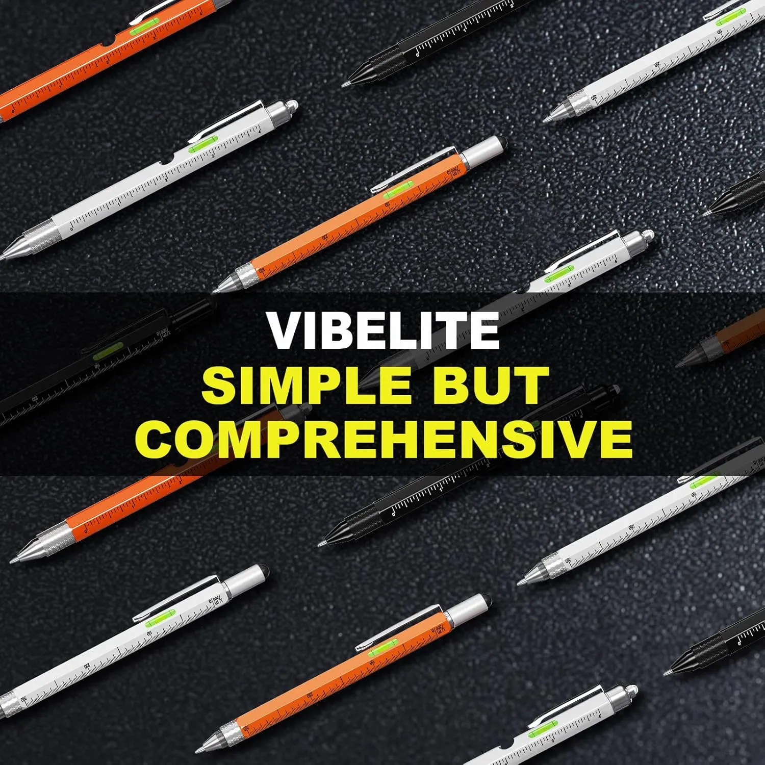 VIBELITE Fathers Day Dad Gifts for Dad Husband, 9 in 1 Multitool Pen Set with LED, Stylus, Level, Screwdriver, Fathers Day Gift from Daughter Wife Son, Gadgets for Men, Father, Silver, 1 Pack